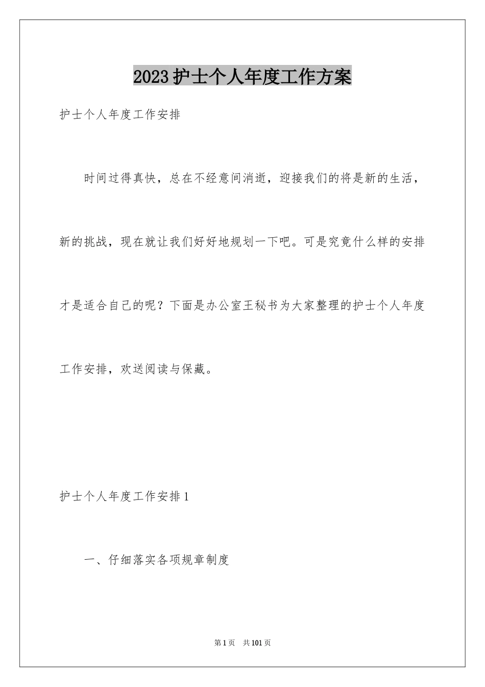 2023护士个人年度工作计划范文.docx_第1页