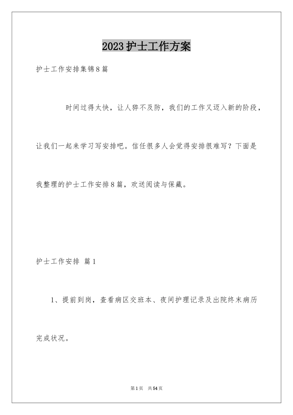 2023护士工作计划20范文.docx_第1页
