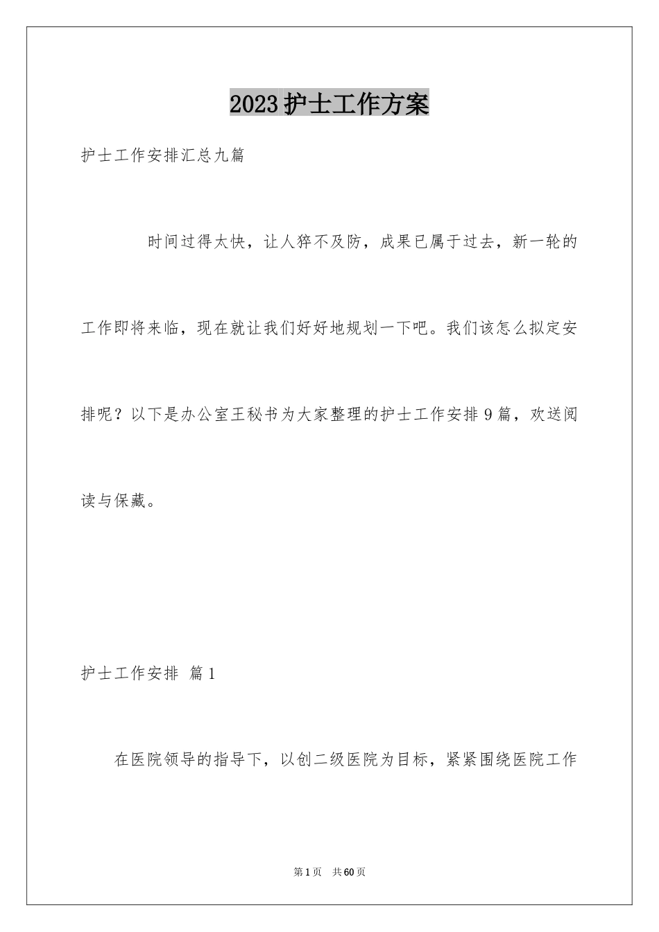 2023护士工作计划17范文.docx_第1页