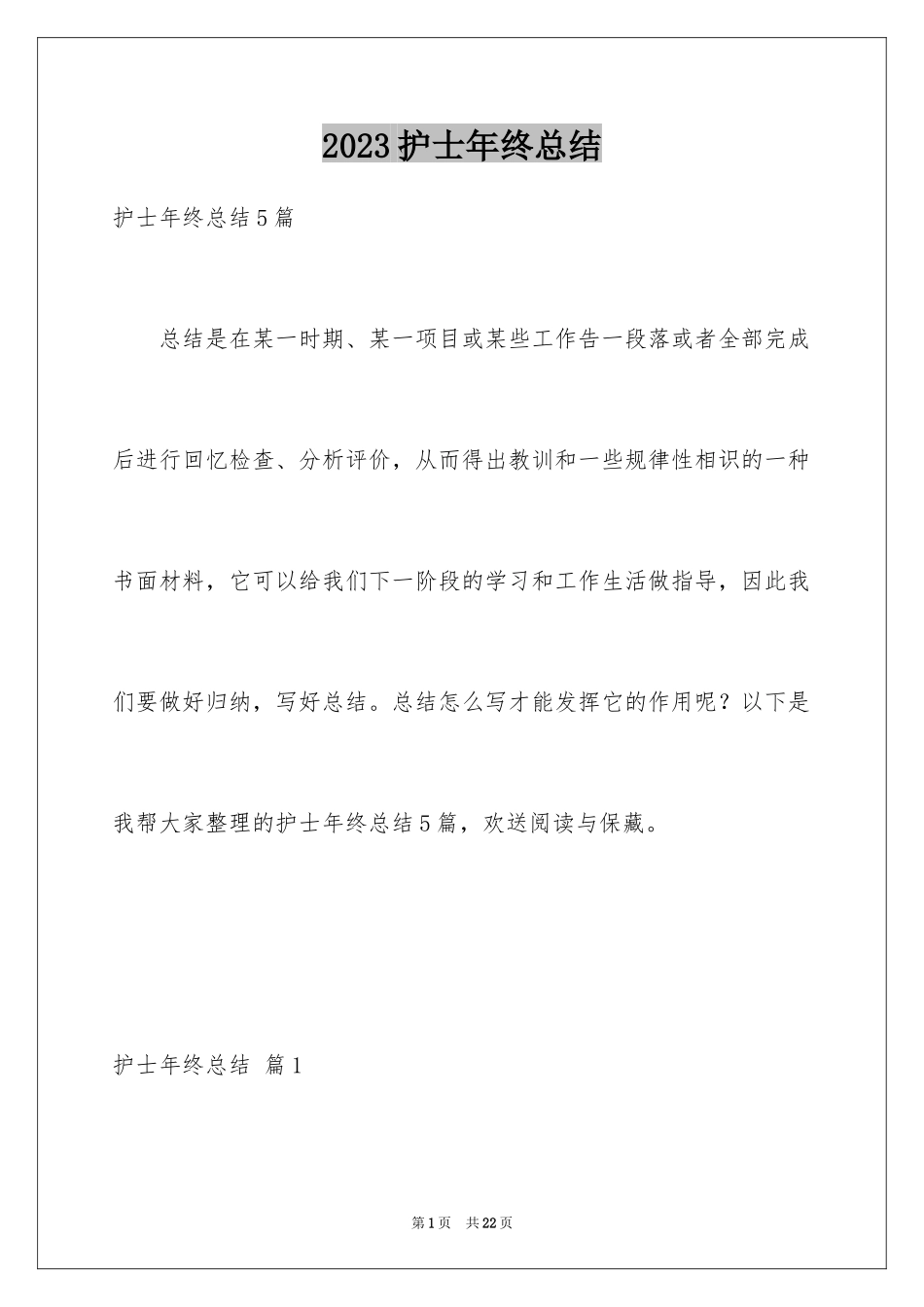 2023护士年终总结31范文.docx_第1页