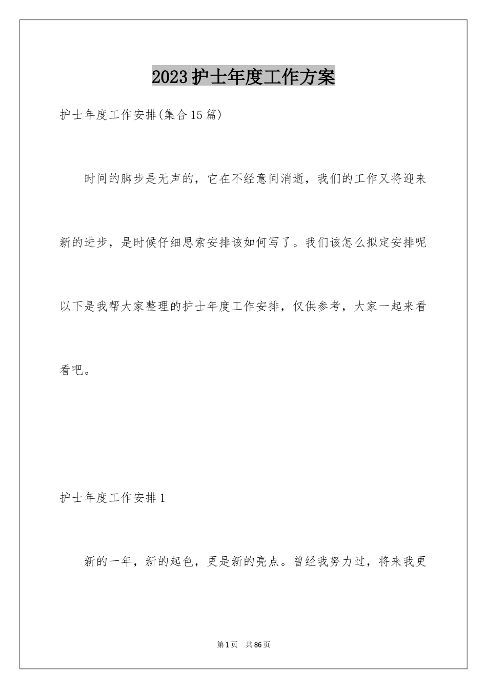 2023护士年度工作计划11范文.docx_第1页