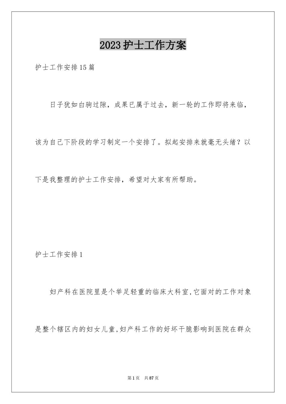 2023护士工作计划111范文.docx_第1页