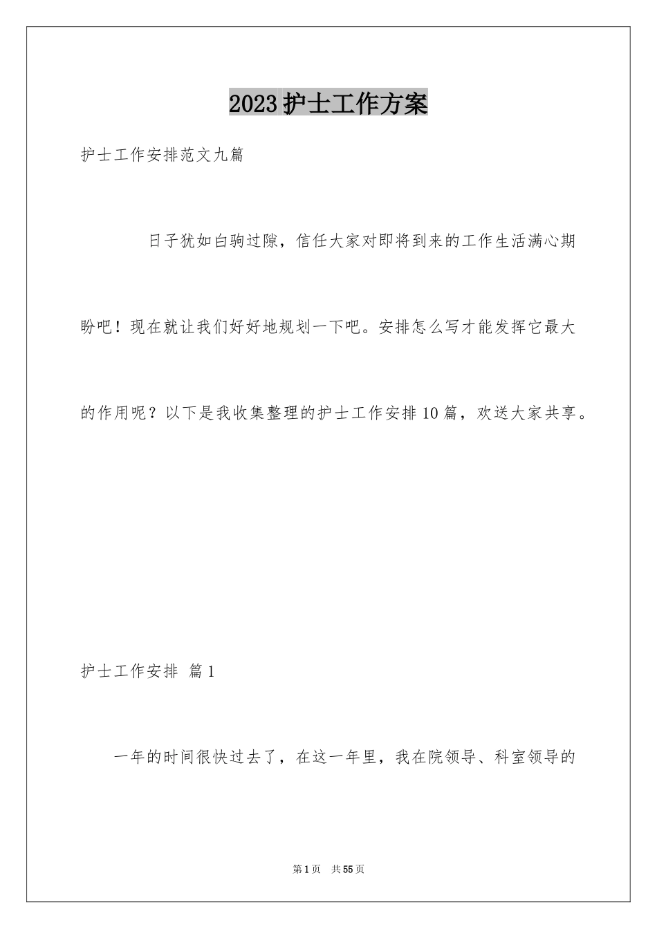 2023护士工作计划18范文.docx_第1页