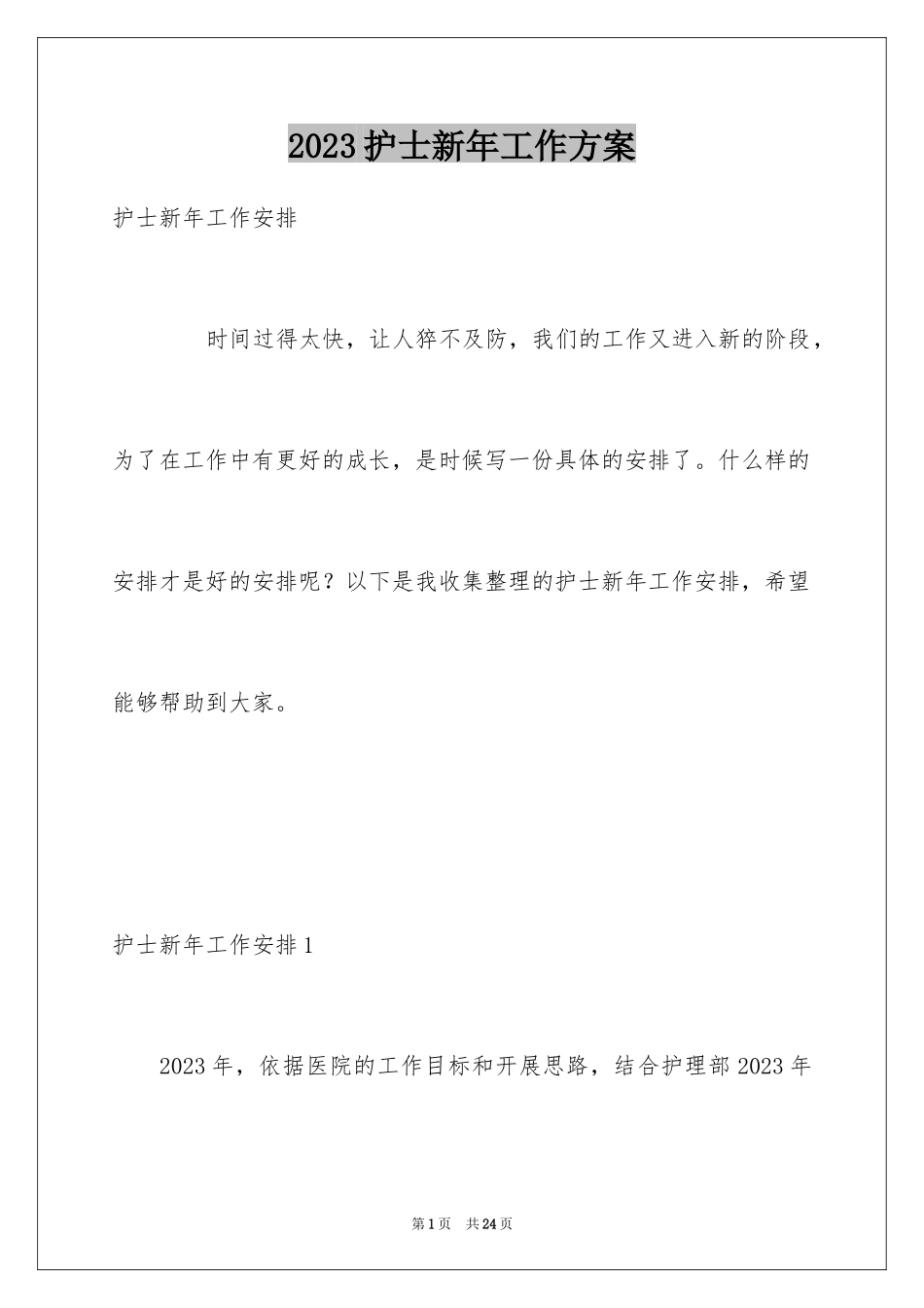 2023护士新年工作计划范文.docx_第1页