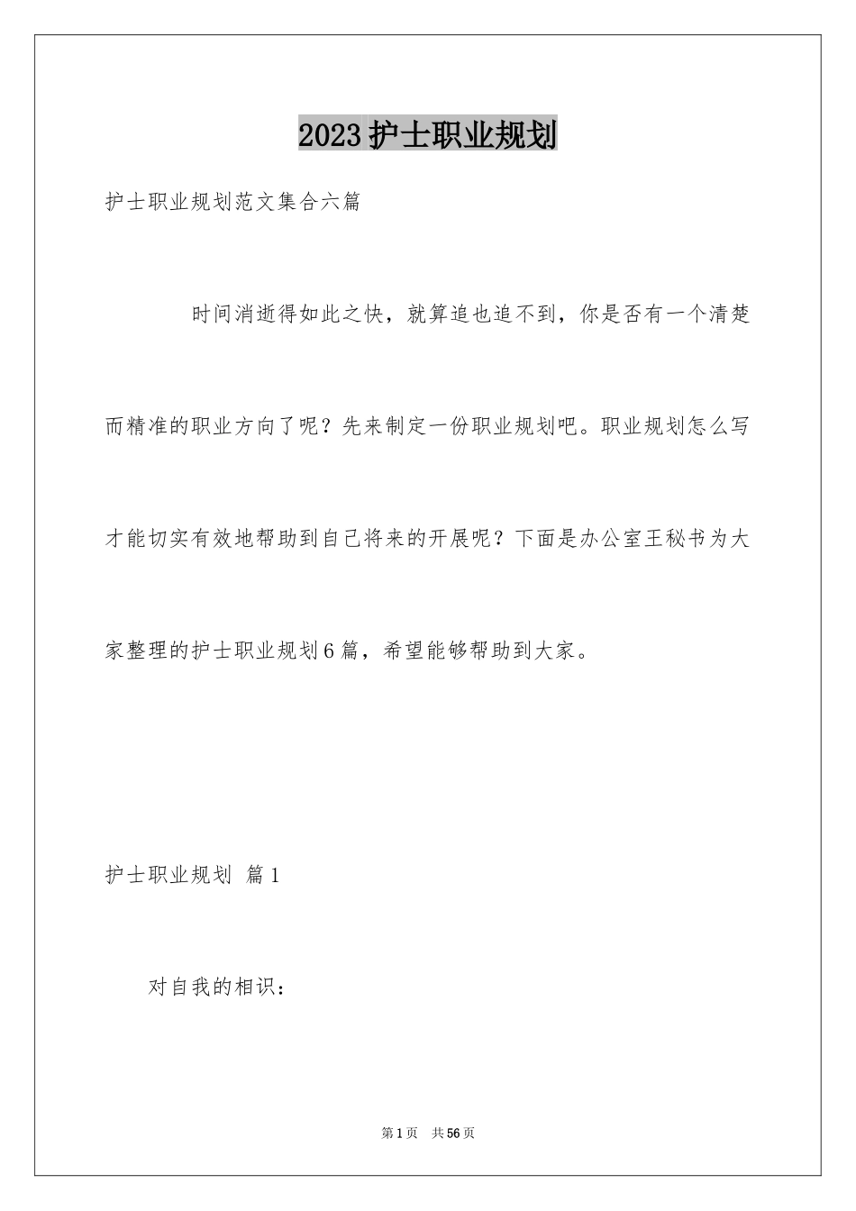 2023护士职业规划26范文.docx_第1页