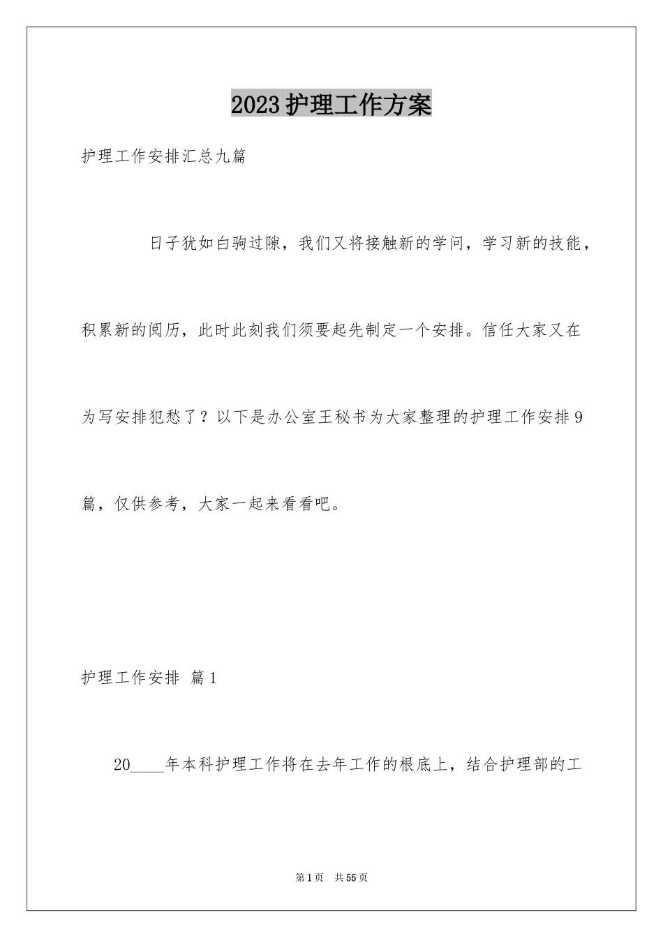 2023护理工作计划68范文.docx_第1页