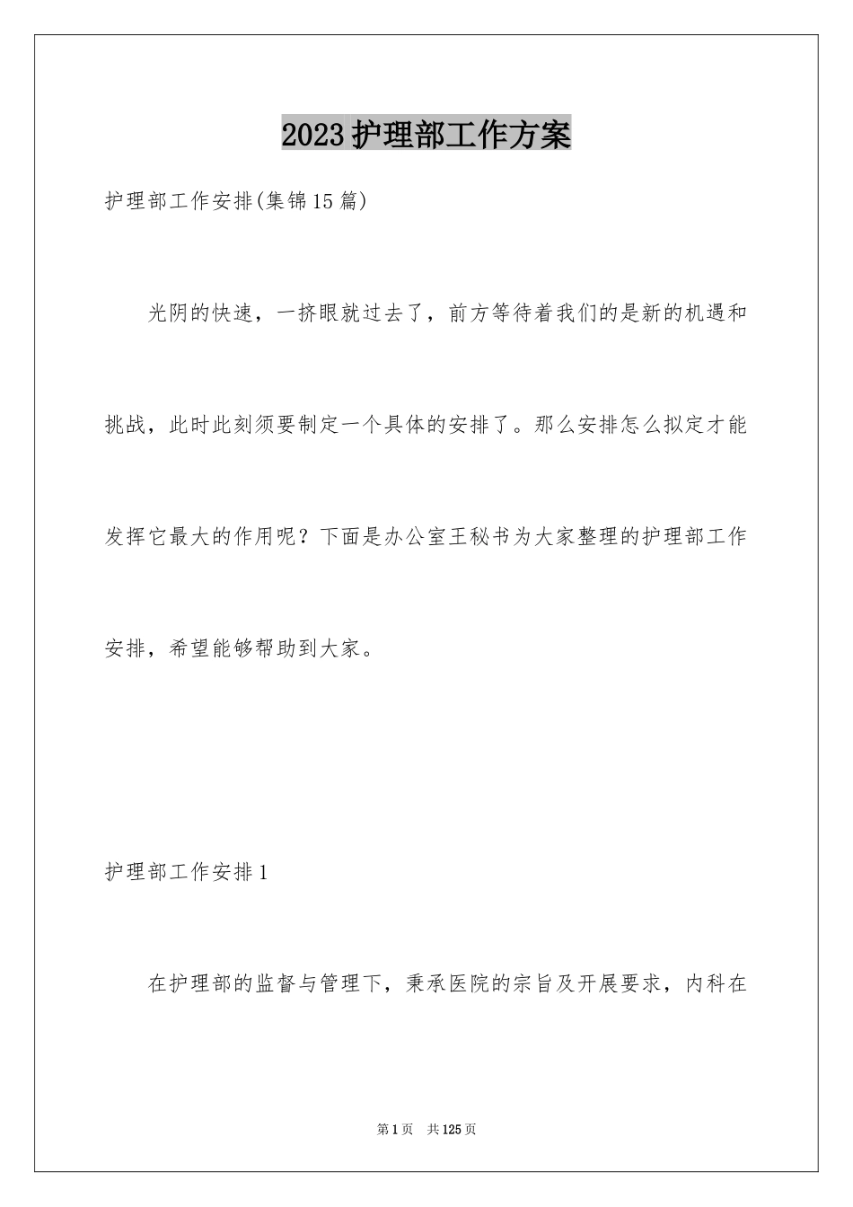 2023护理部工作计划30范文.docx_第1页