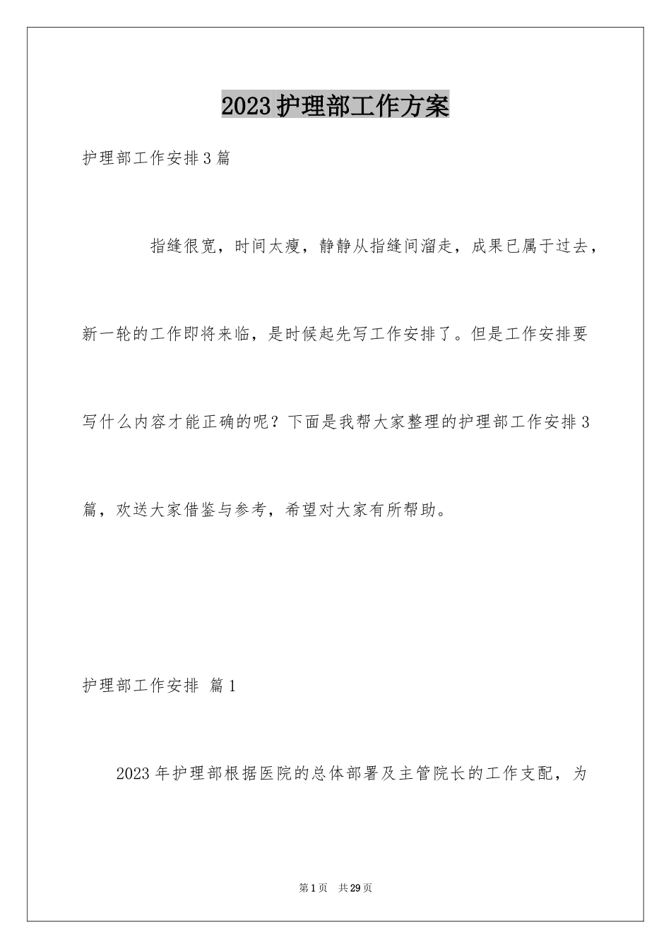 2023护理部工作计划24范文.docx_第1页