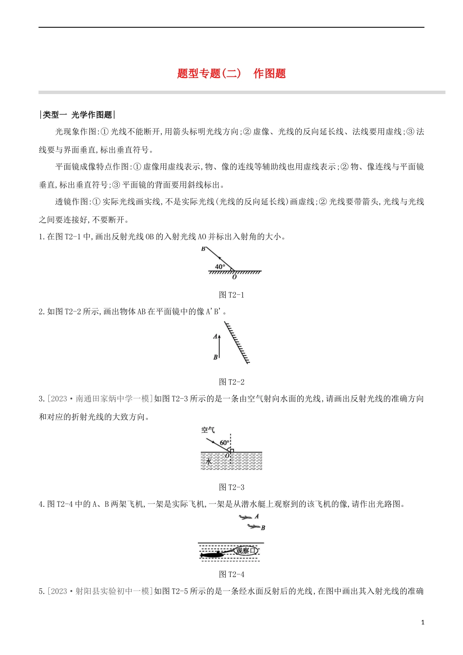 2023学年中考物理复习方案题型专题02作图题试题.docx_第1页