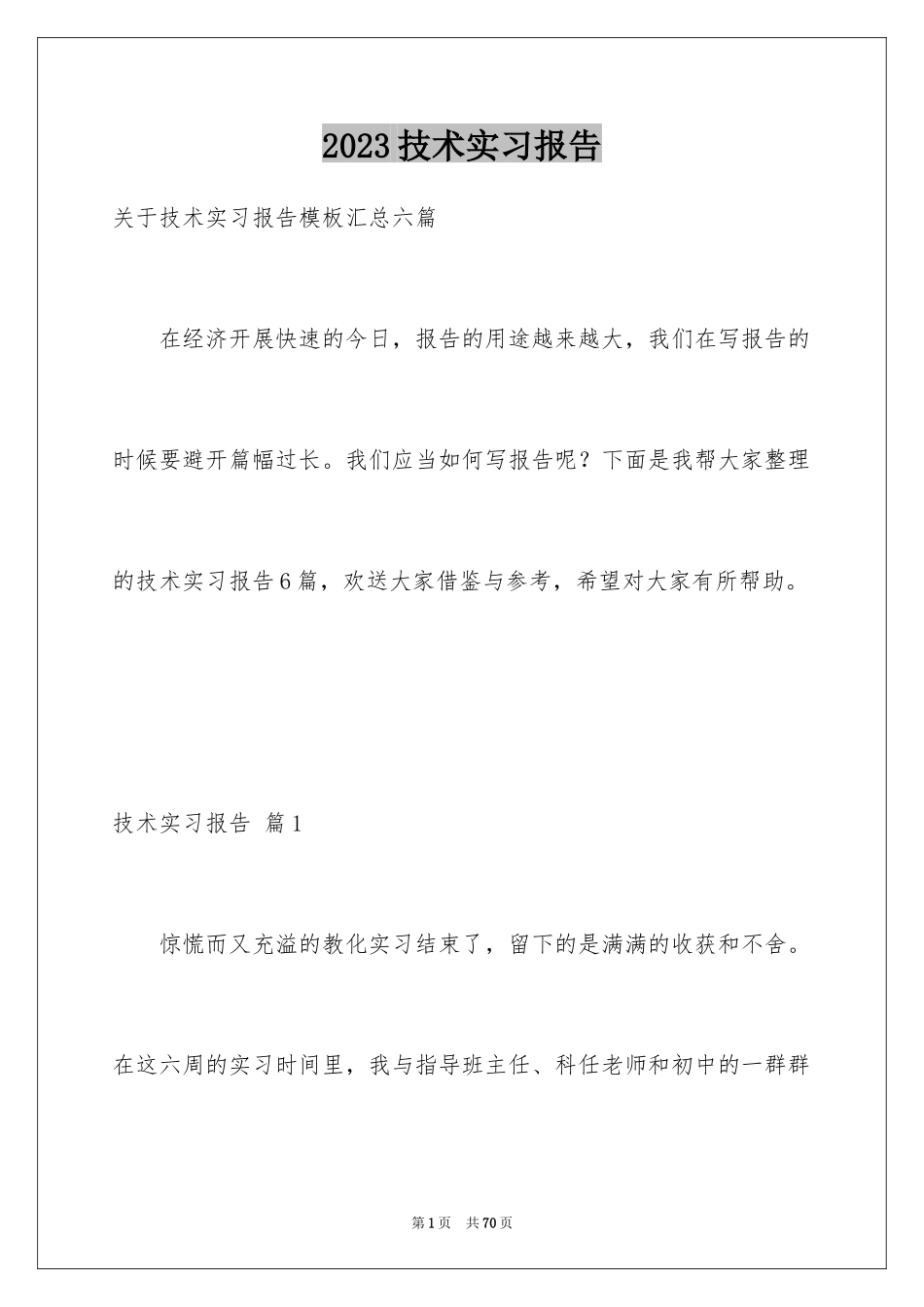 2023技术实习报告17范文.docx_第1页