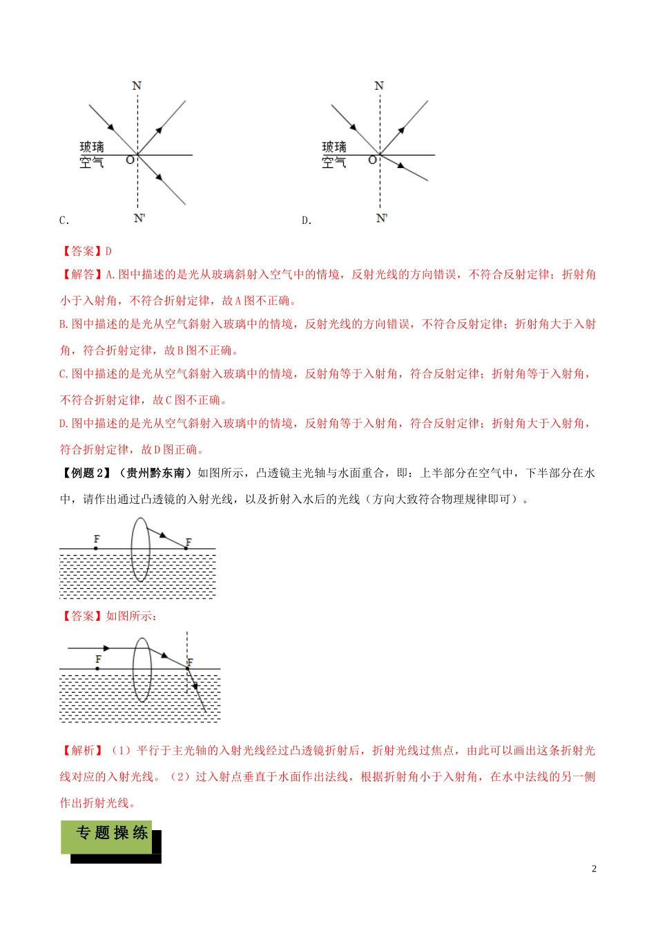 2023学年中考物理学考练重要规律专题04光的折射规律试题.doc_第2页