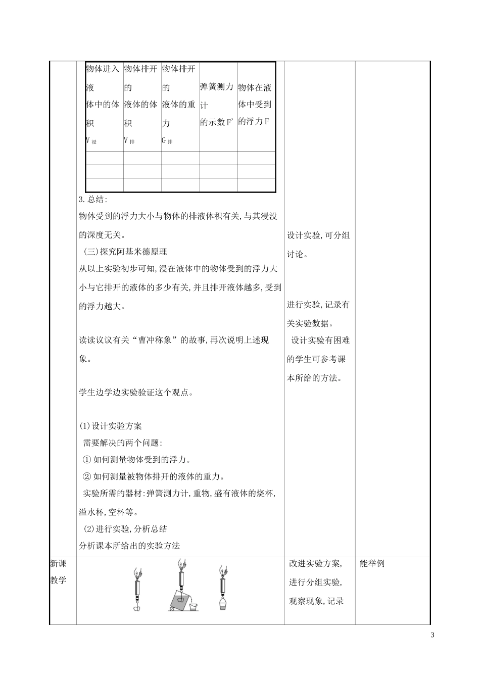 2023学年八年级物理全册第九章第二节阿基米德原理教案新版沪科版.doc_第3页