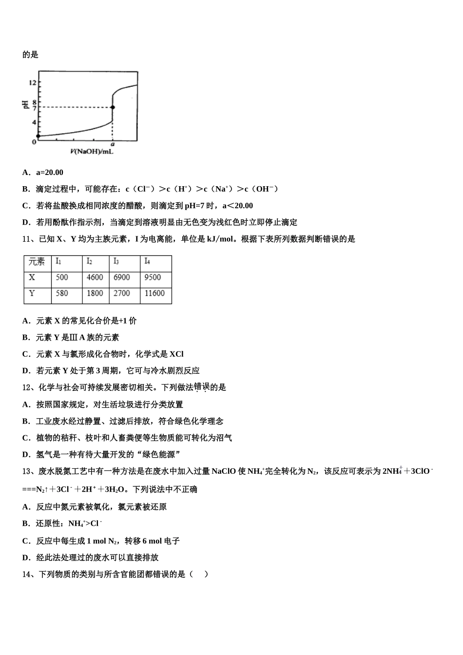 2023届天津南开中学高二化学第二学期期末统考试题（含解析）.doc_第3页