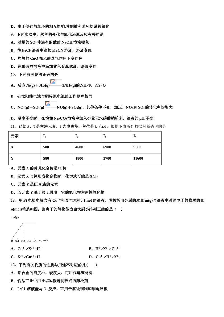 上海闵行区2023学年化学高二第二学期期末达标检测试题（含解析）.doc_第3页