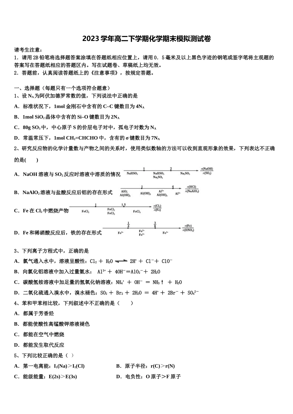 2023届湖北省各地化学高二下期末质量跟踪监视模拟试题（含解析）.doc_第1页