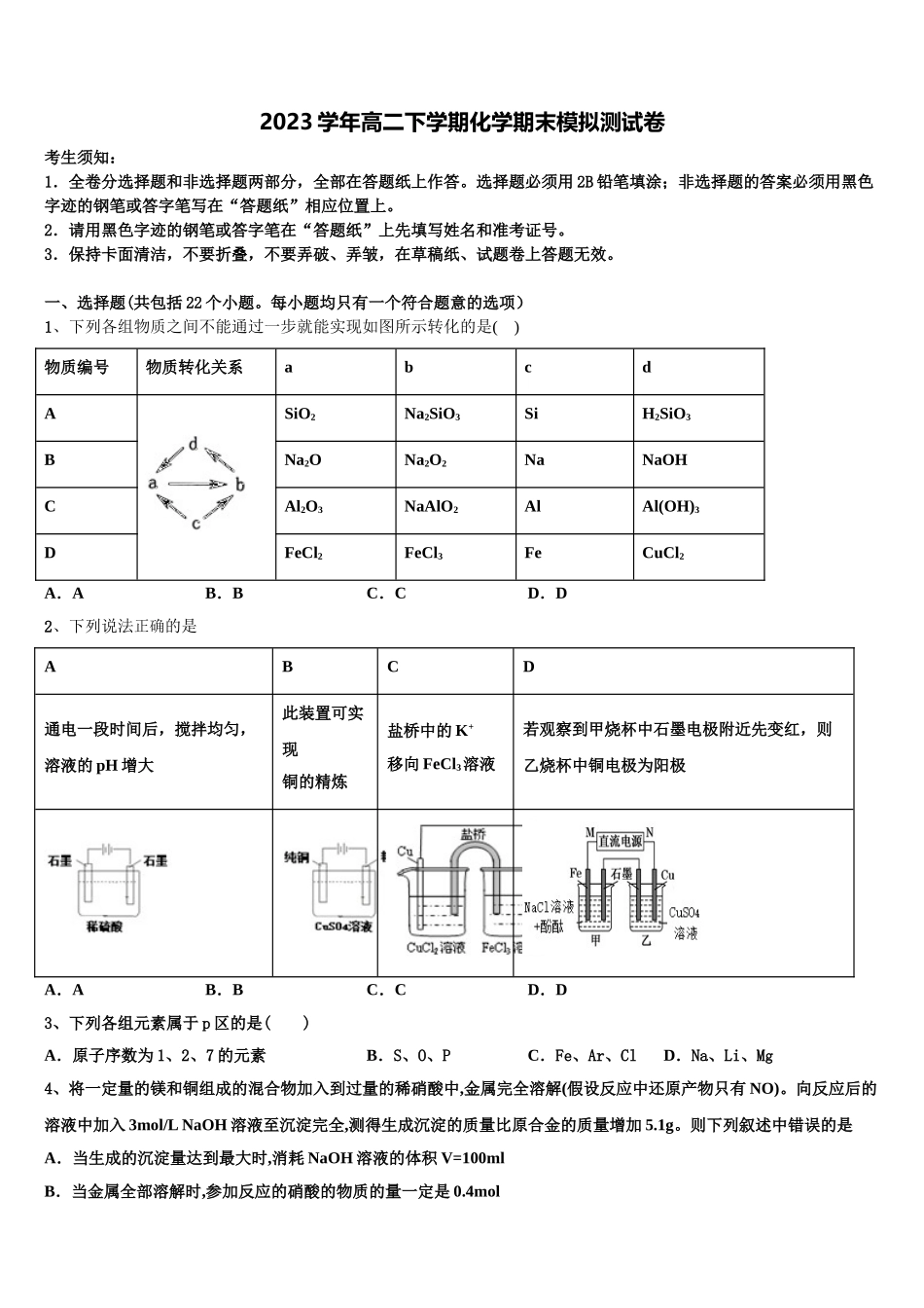 北京东城55中2023学年化学高二下期末监测模拟试题（含解析）.doc_第1页