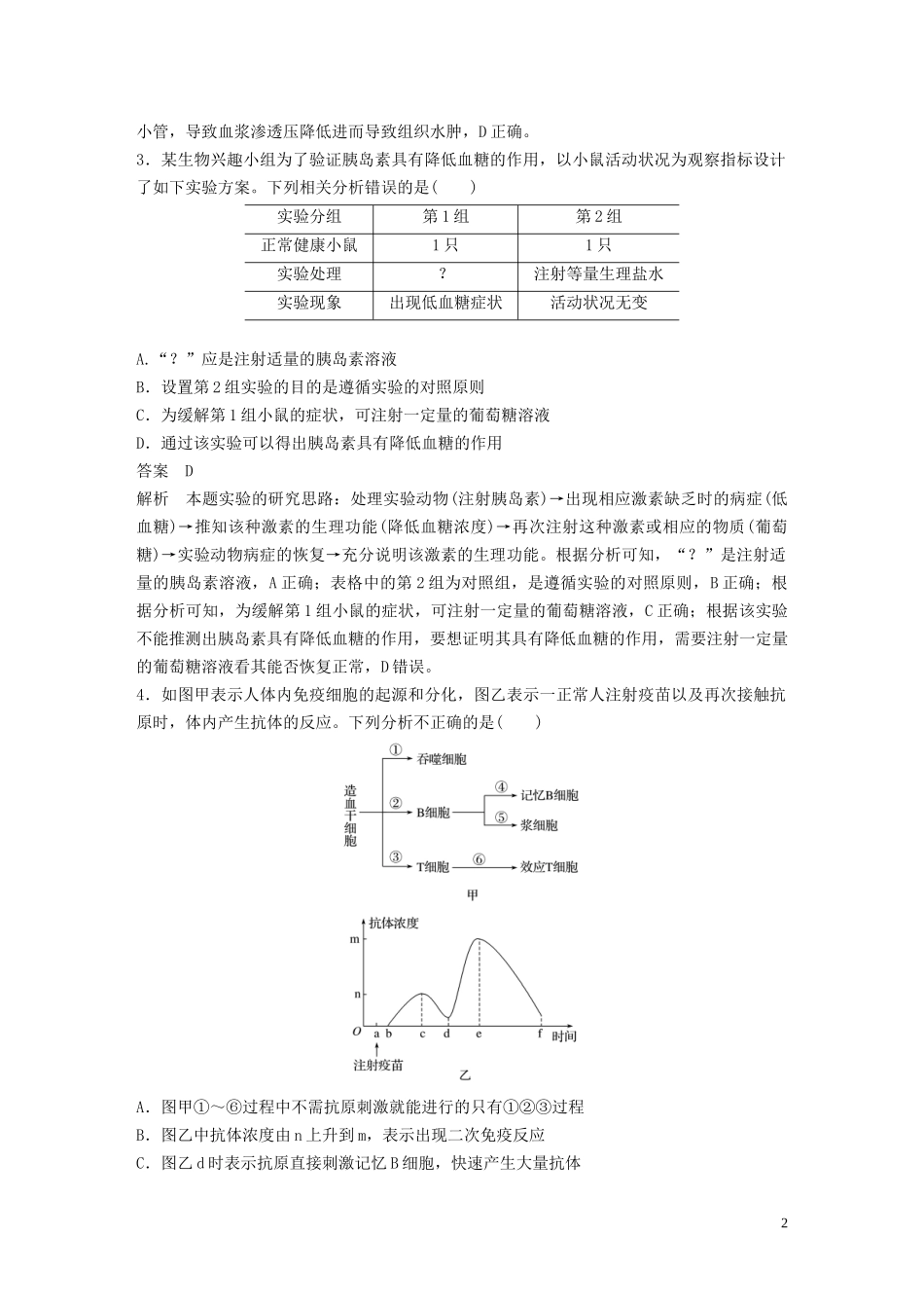 2023学年年高考生物三轮冲刺抢分专项练专项一选择题满分练七个体稳态与调节含解析.docx_第2页