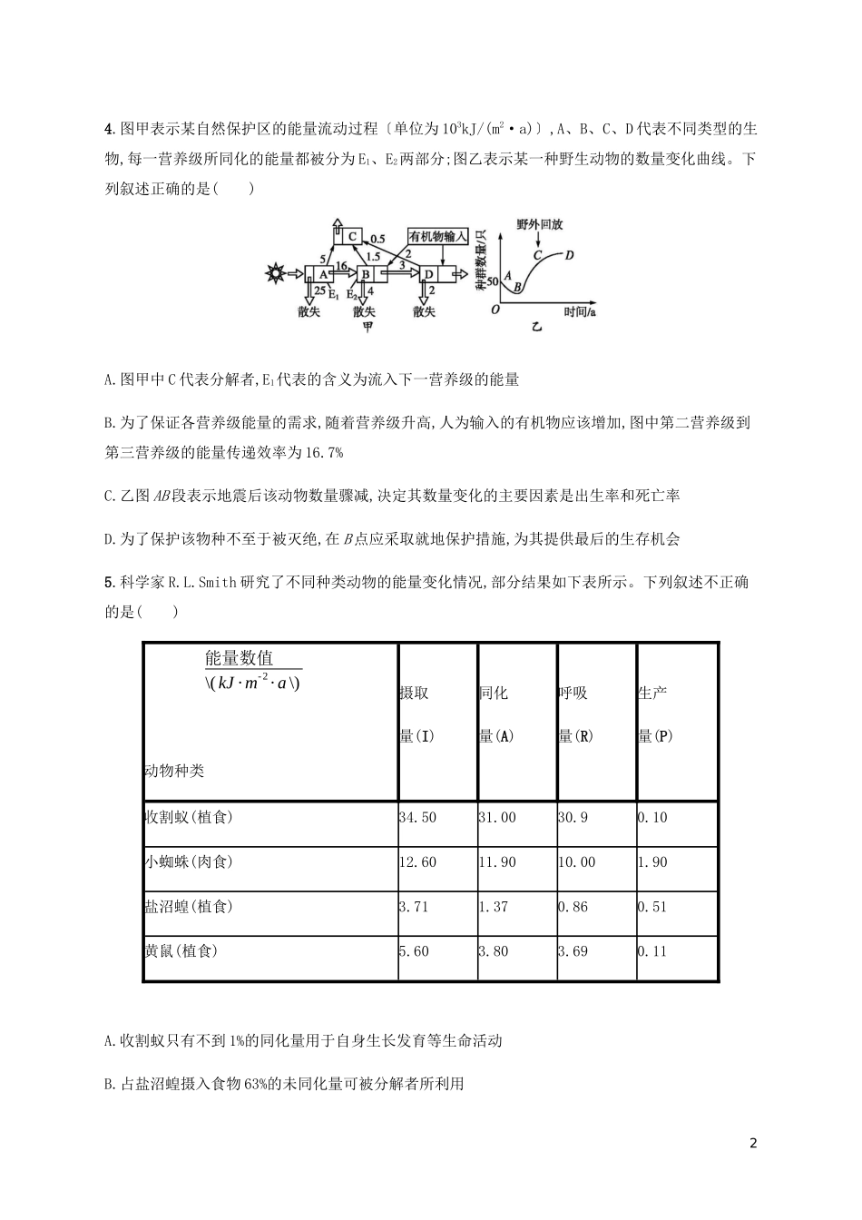 2023学年高考生物大二轮复习专题突破练13生态系统与环境保护含解析.docx_第2页