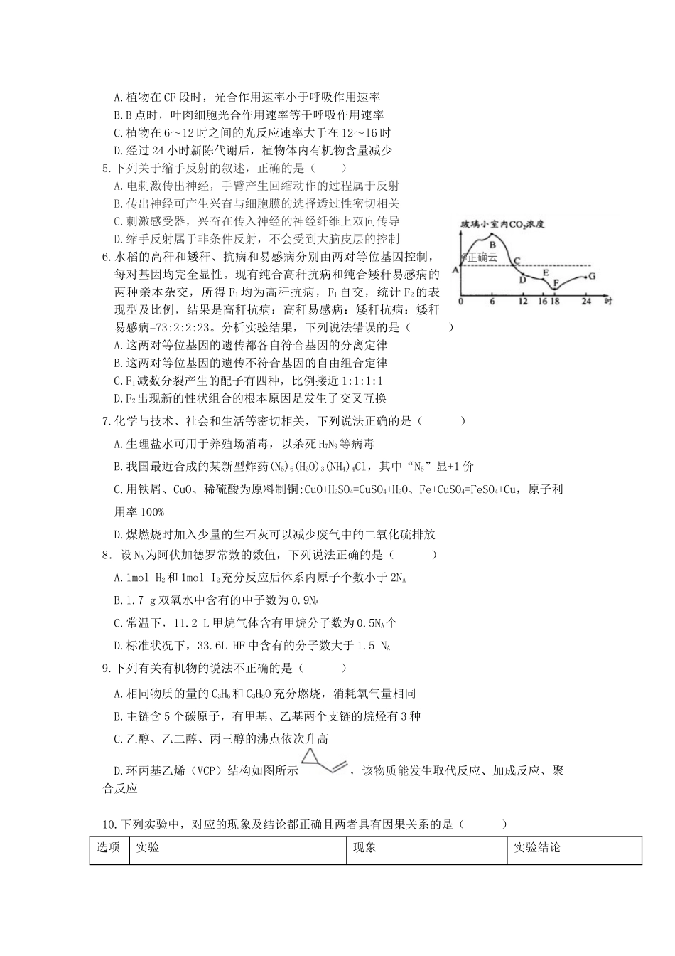 四川省遂宁市第二中学2023届高三理综11月半期考试试题.doc_第2页