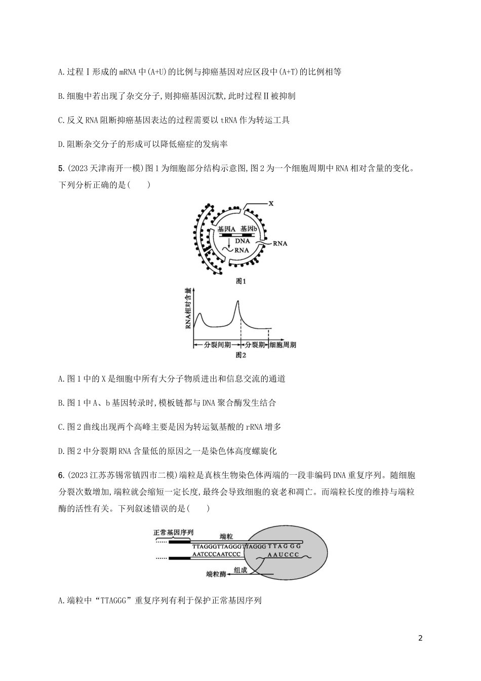 2023学年高考生物大二轮复习专题突破练9遗传的分子基础含解析.docx_第2页