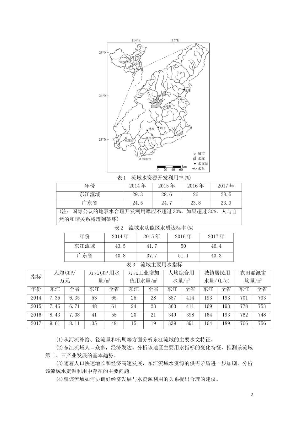 2023学年高考地理二轮总复习第1部分高考命题区间3水文第2课时练习.doc_第2页