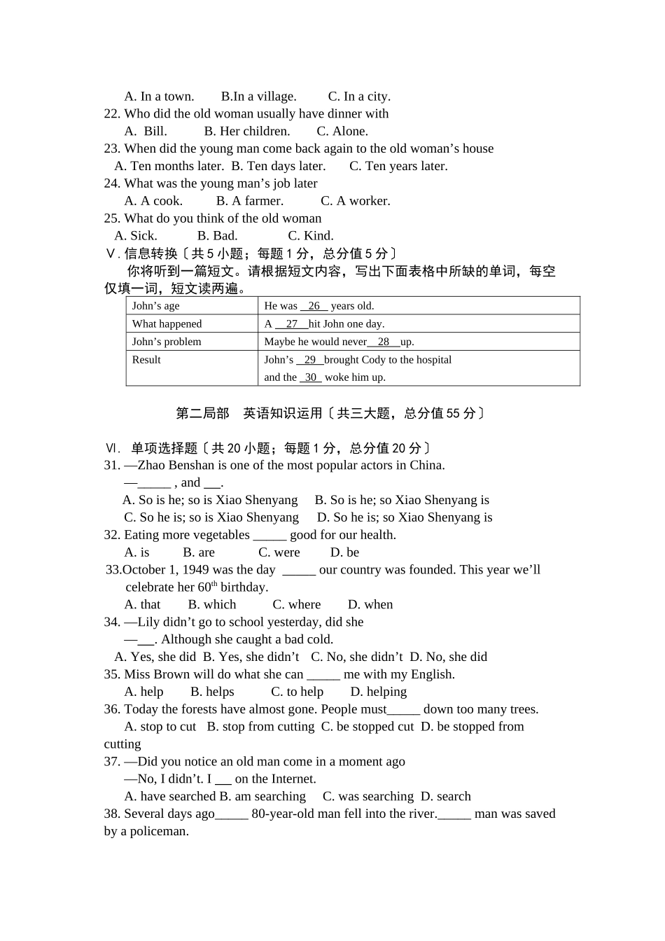 2023年安徽合肥三十九年级摸底英语试卷初中英语.docx_第3页