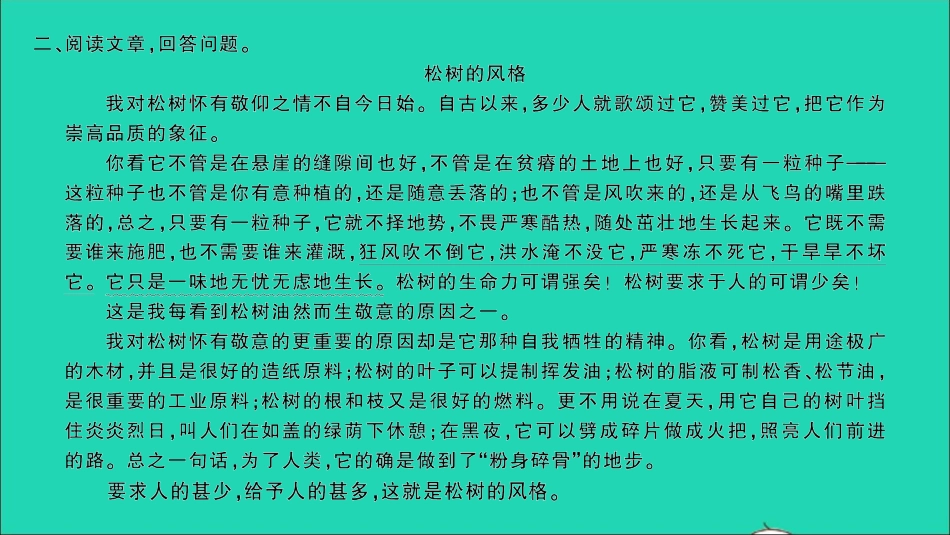 小考语文专题八阅读第三讲状物类文章的阅读习题课件.ppt_第3页