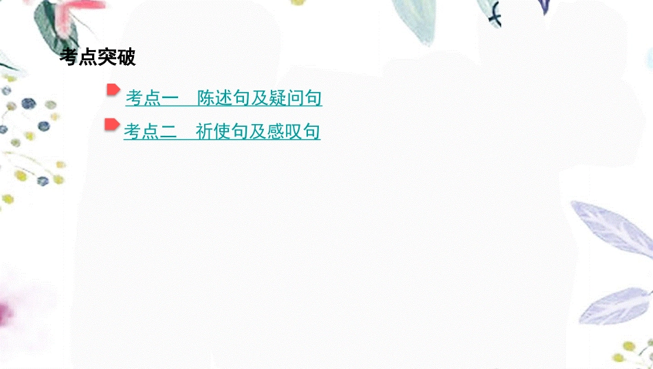 2023学年中考英语语法过关专题十三简单句陈述句感叹句疑问句祈使句课件人教新目标版.pptx_第2页