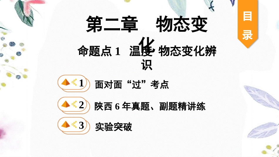 陕西省2023学年年中考物理一轮复习基醇点一遍过第二章物态变化命题点1温度物态变化辨识课件2.pptx_第1页