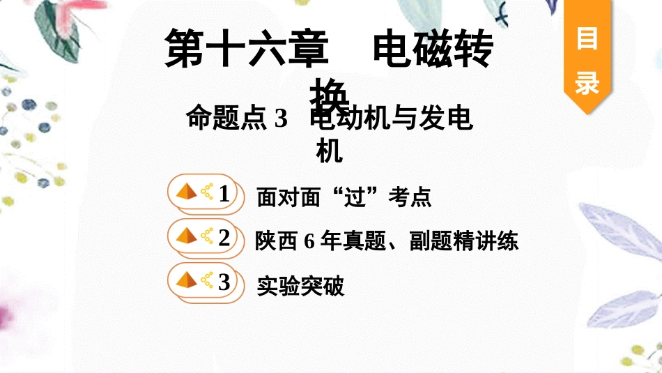 陕西省2023学年年中考物理一轮复习基醇点一遍过第十六章电磁转换命题点3电动机与发电机课件2.pptx_第1页
