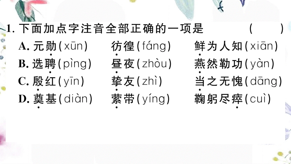 黄冈专版2023学年春七年级语文下册第一单元1邓稼先习题课件（人教版）2.ppt_第2页