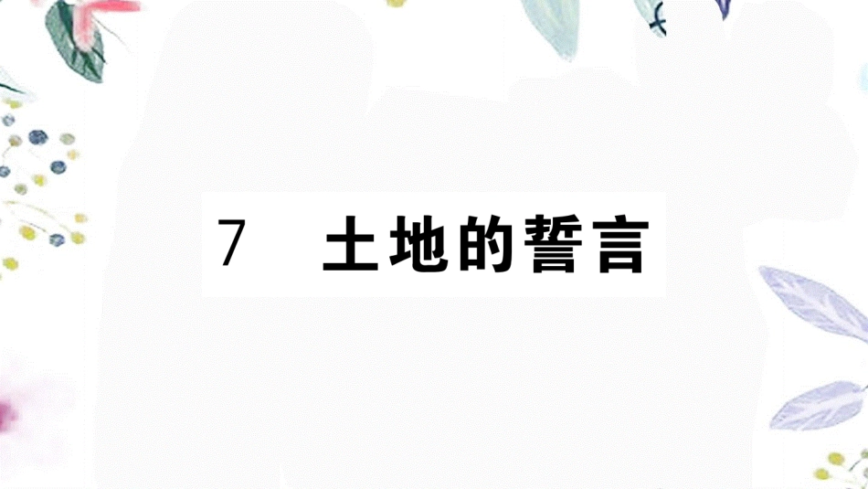 黄冈专版2023学年春七年级语文下册第二单元7土地的誓言习题课件（人教版）2.ppt_第1页