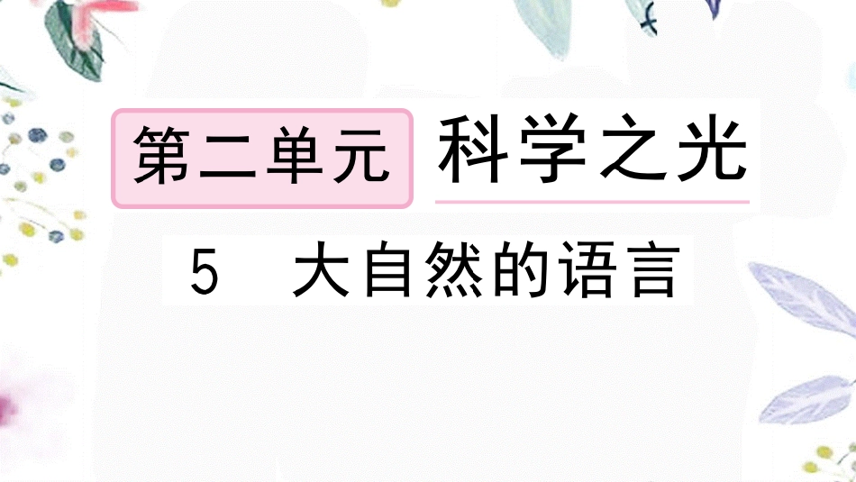 黄冈专版2023学年春八年级语文下册第二单元5大自然的语言习题课件（人教版）2.pptx_第1页