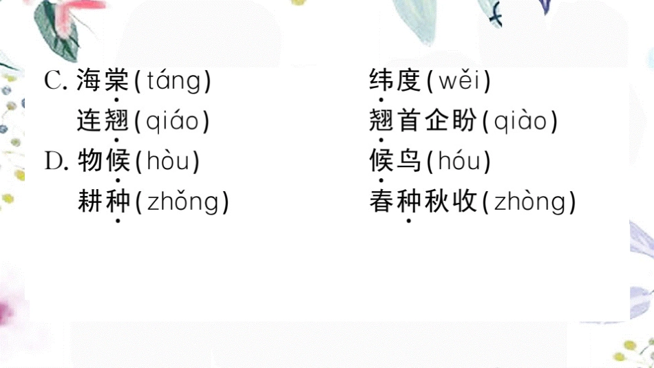 黄冈专版2023学年春八年级语文下册第二单元5大自然的语言习题课件（人教版）2.pptx_第3页