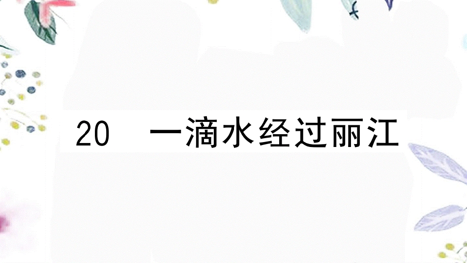 黄冈专版2023学年春八年级语文下册第五单元20一滴水经过丽江习题课件（人教版）2.pptx_第1页