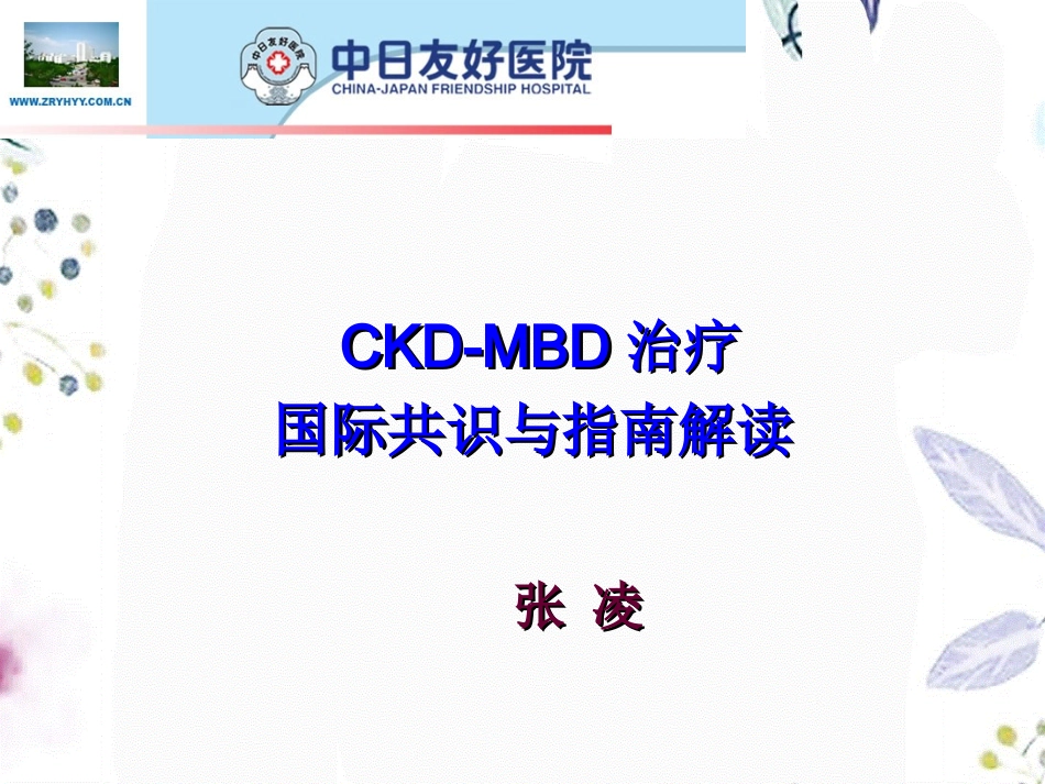 2023年CKDMBD治疗国际共识与指南解读张凌（教学课件）.ppt_第1页