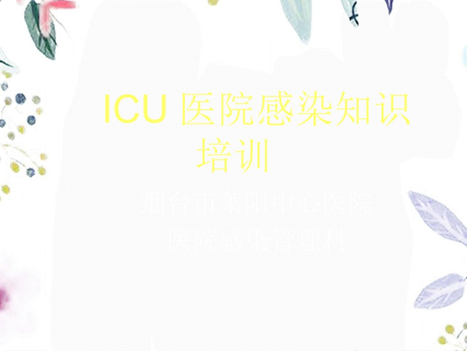 2023年ICU医院感染知识培训（教学课件）.ppt_第1页