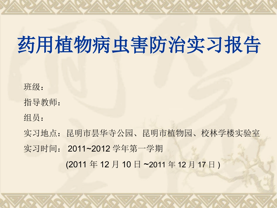 西南林业大学病虫害防治实习PPT.ppt_第1页