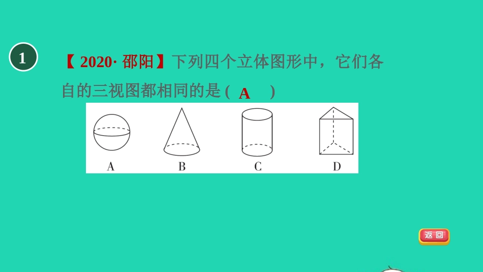 2021秋九年级数学上册第五章投影与视图集训课堂练素养三视图与实物的互相转化习题课件新版北师大版20210915127.pptx_第3页