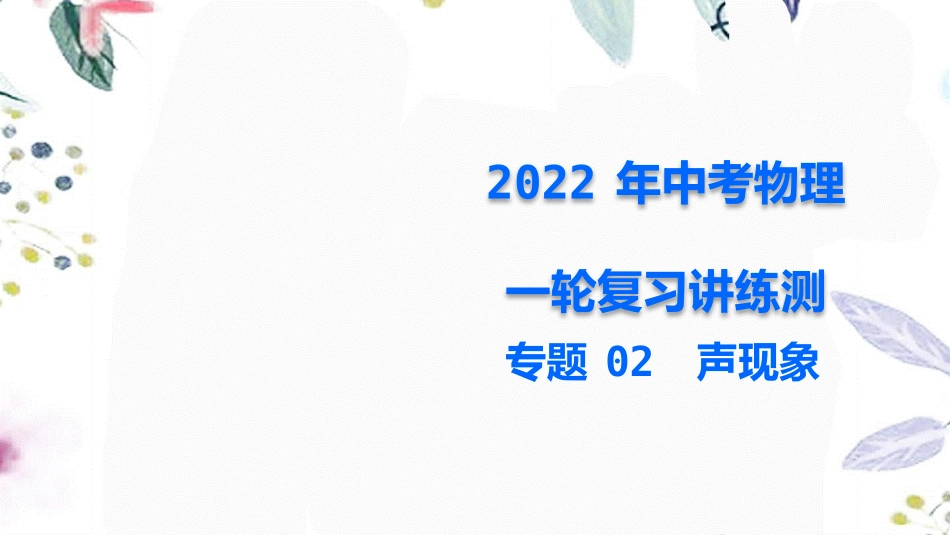 2023学年年中考物理一轮复习专题02声现象课件.pptx_第1页