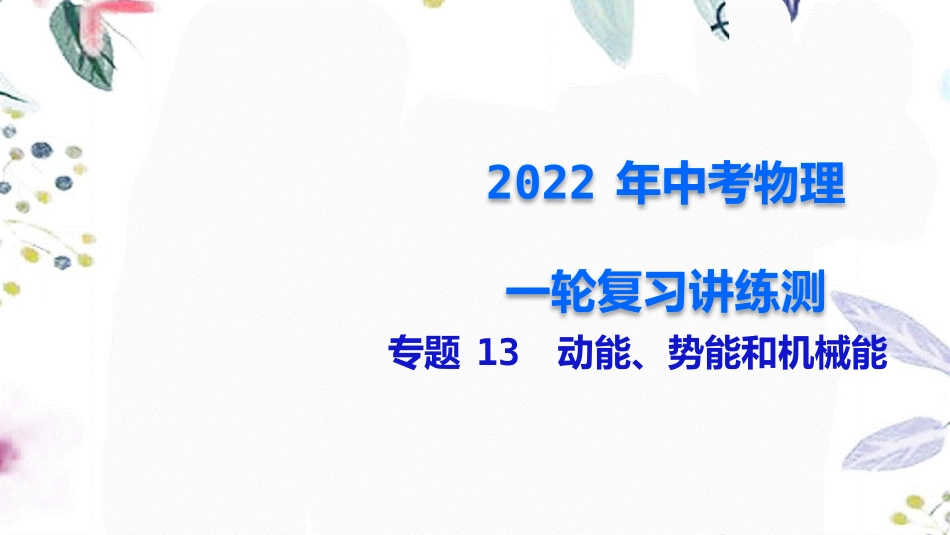 2023学年年中考物理一轮复习专题13动能势能和机械能课件.pptx_第1页