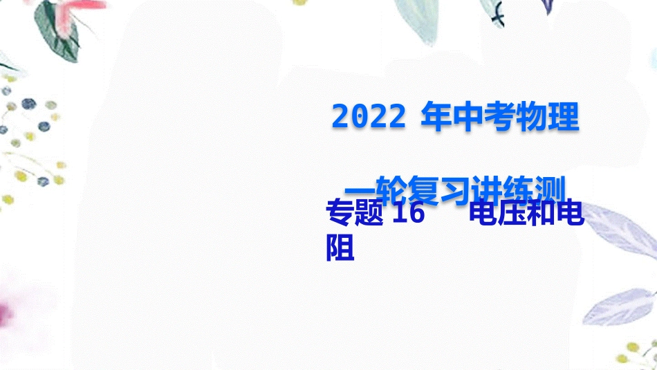 2023学年年中考物理一轮复习专题16电压和电阻课件2.pptx_第1页