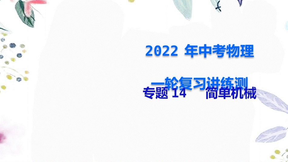 2023学年年中考物理一轮复习专题14简单机械课件2.pptx_第1页