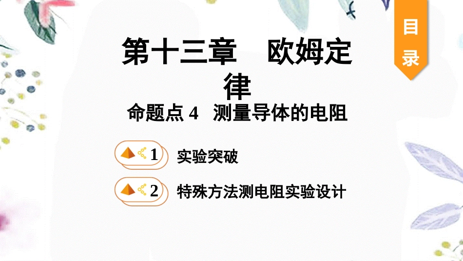 陕西省2023学年年中考物理一轮复习基醇点一遍过第十四章欧姆定律命题点4测量导体的电阻课件2.pptx_第1页