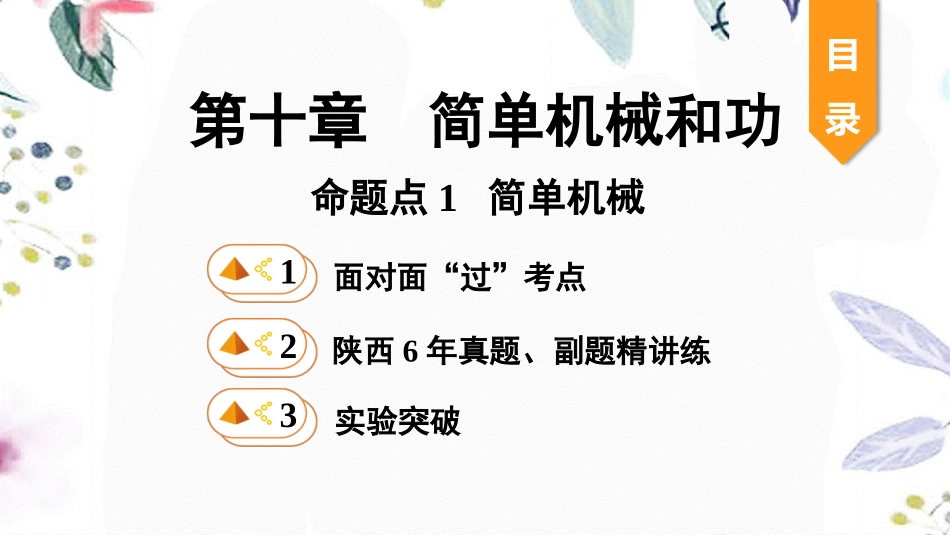 陕西省2023学年年中考物理一轮复习基醇点一遍过第十一章简单机械和功命题点1简单机械课件2.pptx_第1页