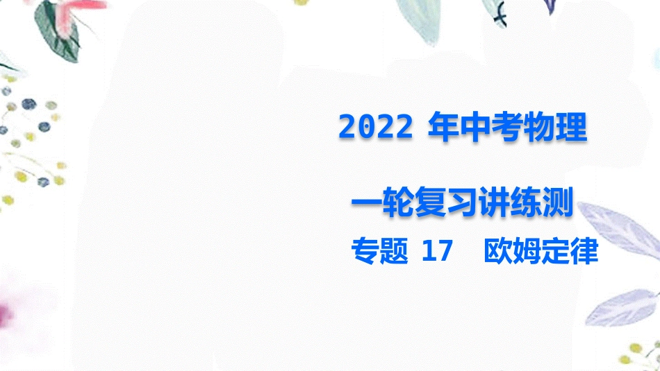 2023学年年中考物理一轮复习专题17欧姆定律课件2.pptx_第1页