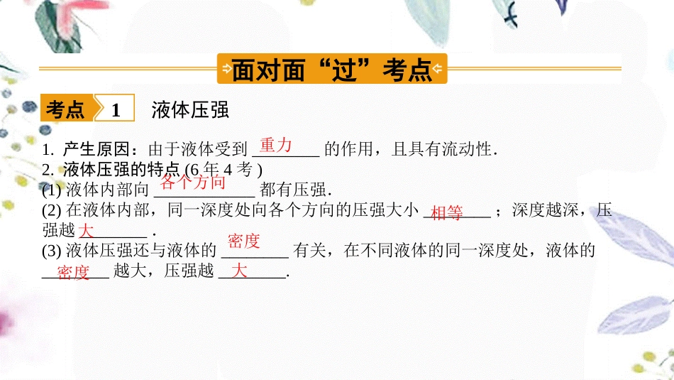 陕西省2023学年年中考物理一轮复习基醇点一遍过第十章压强和浮力命题点2液体压强课件2.pptx_第2页