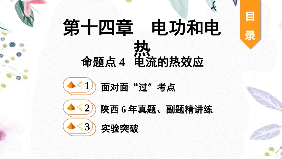 陕西省2023学年年中考物理一轮复习基醇点一遍过第十五章电功和电热命题点4电流的热效应课件2.pptx_第1页