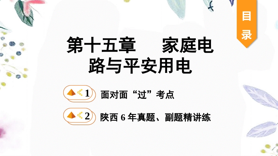 陕西省2023学年年中考物理一轮复习基醇点一遍过第十五章家庭电路与安全用电课件2.pptx_第1页