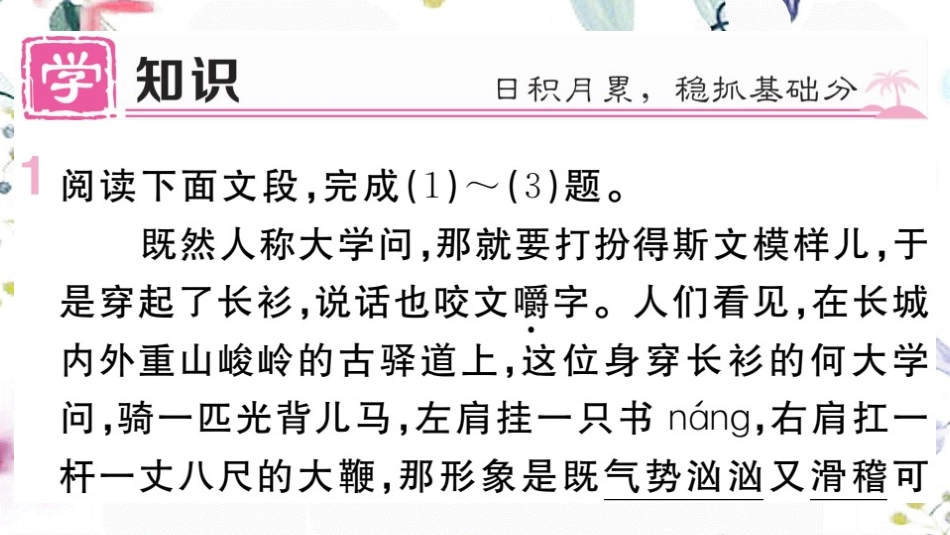 贵州专版2023学年秋九年级语文下册第二单元8蒲柳人家节选作业课件（人教版）2.pptx_第2页